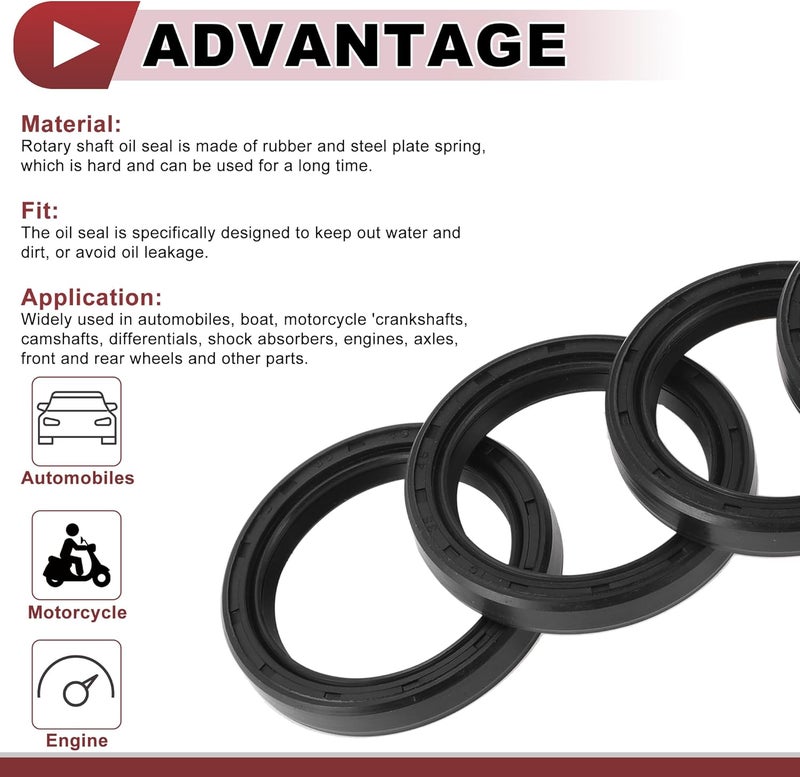 HEROFFIX 5 Pcs Rotary Shaft Seal High Pressure Oil Seal 35x45x7mm Black Nitrile 70 Durometer Rubber - Image 4